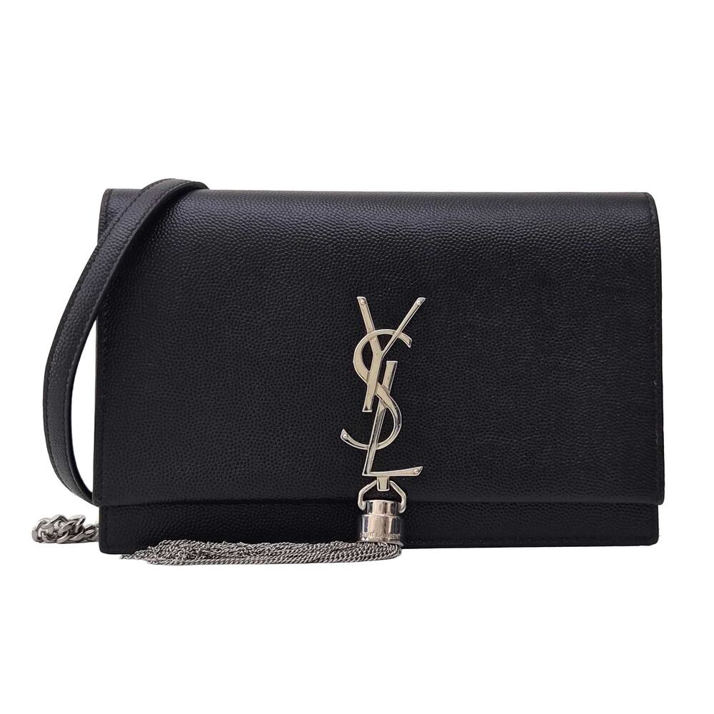 Saint Laurent Kate Monogram Tassel Chain Wallet Black